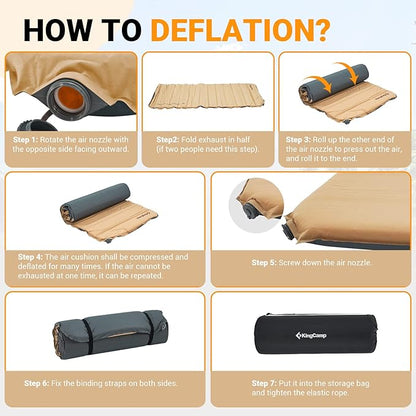 KingCamp Self Inflating Camping Sleeping Pad, 3 INCH Ultra Thick 6.1 R Warm Soft Single Foam Air Mattress for Travel Hiking Tentads for Tent Cot Traveling and Hiking, Multicolor