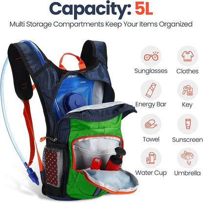 1 Pcs Kids Hydration Backpack with 1.5L Hydration Water Bladder Lightweight Water Backpack Hydration Pack