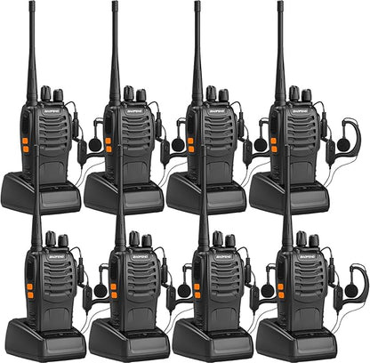 BAOFENG Walkie Talkies BF-888S Two Way Radio Long Range Rechargeable,Portable Radios,Handsfree Walkie Talkie for Adultswith Flashlight Li-ion Battery and Charger（8 Pack）