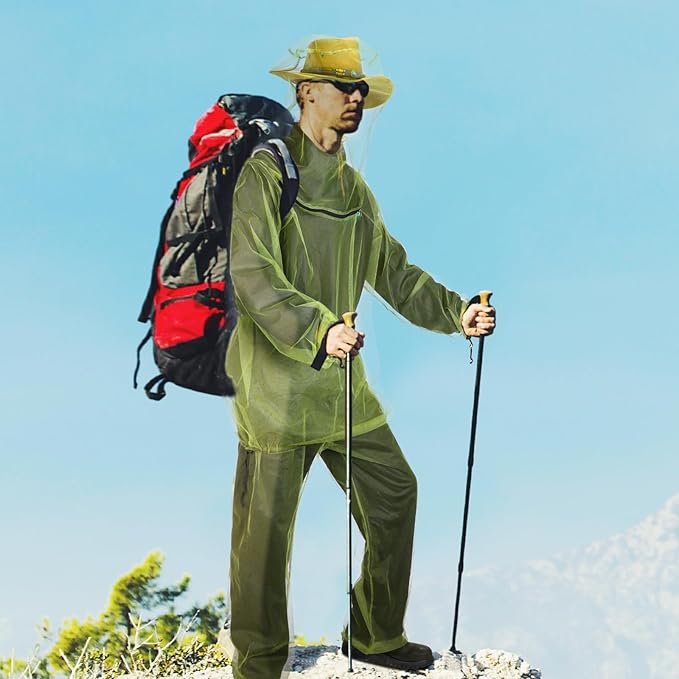 3 Sets Mosquito Net Suit Net Bug Pants Jacket Hood Pants Mesh Insect Proof Body Clothing for Fishing Hiking Camping(S/m)