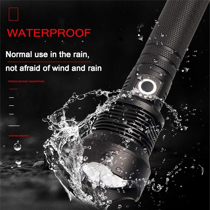 LED Flashlight high lumens Rechargeable,200000 lumens Super Bright XHP90 Tactical Flashlight,zoomable Waterproof Powerful Handheld Flash Lights for utdoor Camping Hiking