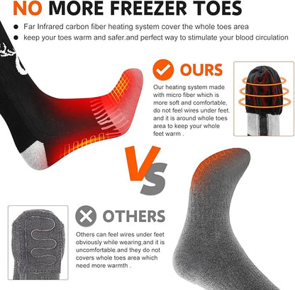 Upgraded Rechargeable Electric Heated Socks,7.4V 2200mAh Battery Powered Cold Weather Heat Socks for Men Women,Outdoor Riding Camping Hiking Motorcycle Skiing Warm Winter Socks