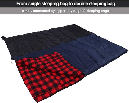 REDCAMP Cotton Flannel Sleeping Bag for Camping Backpacking, Adults Cold Weather Envelope Sleeping Bags with 2/3/4lbs Filling
