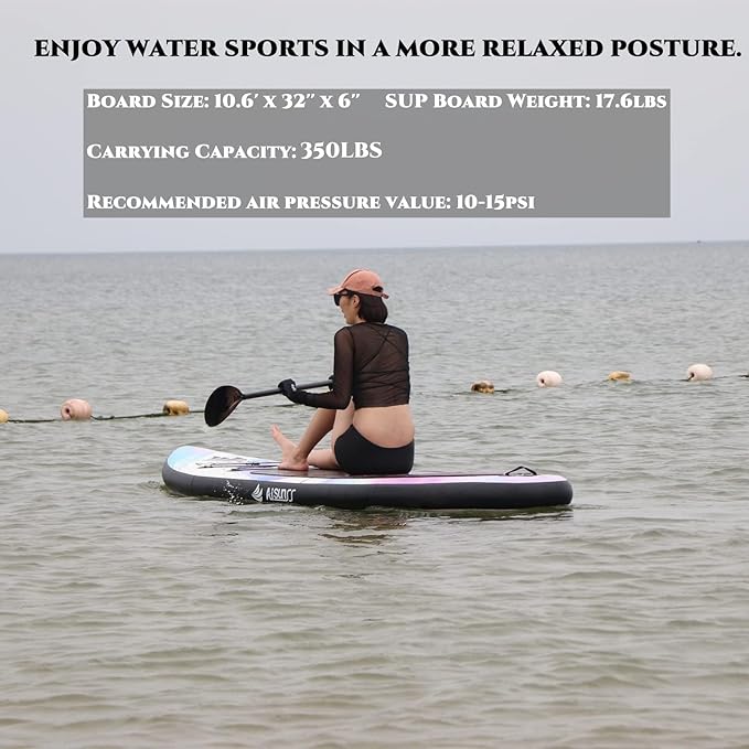 Inflatable Paddle Board for Adult, Paddle Board for All Skill Levels, Wide SUP Board with Primium Accessories Include SUP Carry Bag, Hand Pump, 10L Waterproof Bag and Adj Paddle