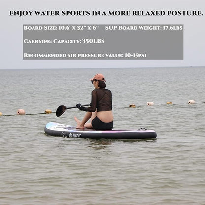 Inflatable Paddle Board for Adult, Paddle Board for All Skill Levels, Wide SUP Board with Primium Accessories Include SUP Carry Bag, Hand Pump, 10L Waterproof Bag and Adj Paddle