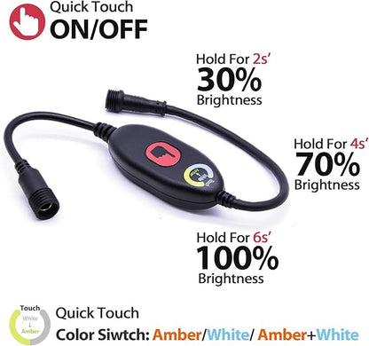 ALL-TOP Flexible Camping Light Strip with Mounting Jacket - 1300 Lumen - (White/Amber) - IP67 Dual-Protection Water Resistance - RV Camping, Overland, Awning Light and Boating