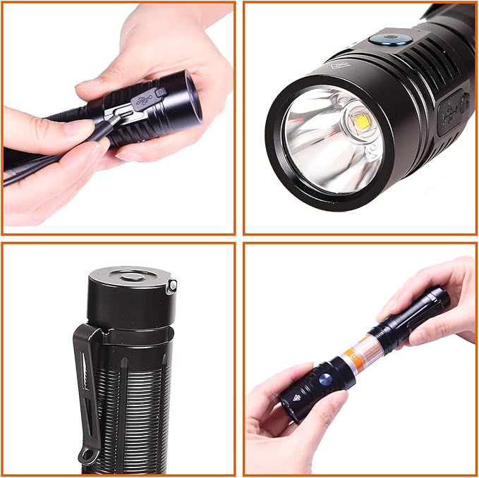 E37 USB C Rechargeable LED Handheld Flashlights, 2530 Lumens - Ultra-Compact and Super Bright for Daily Carry, Work, Camping, Hiking - Ideal for Emergency and Law Enforcement Use