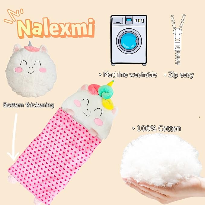 Happy Kids Sleeping Bag, Animal Bags, Sleepy Sack, Comfy, Cozy, Compact, Sleeping Bag with Pillow, Soft Pillow, Nap Mat, Wram Plush with Cotton, Slumber Bag