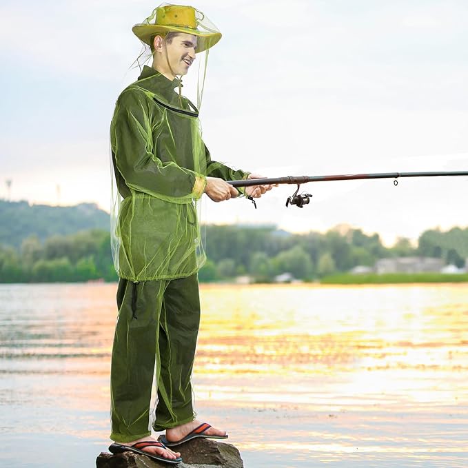 3 Sets Mosquito Net Suit Net Bug Pants Jacket Hood Pants Mesh Insect Proof Body Clothing for Fishing Hiking Camping(S/m)