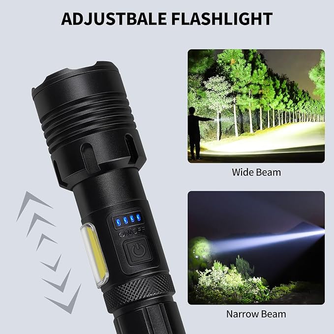 Rechargeable Flashlights High Lumens, 2 Packs 990,000 Lumens Super Bright Flash Light with 7 Light Modes & IPX7 Waterproof, Powerful Handheld LED Flashlight for Home Camping Hiking