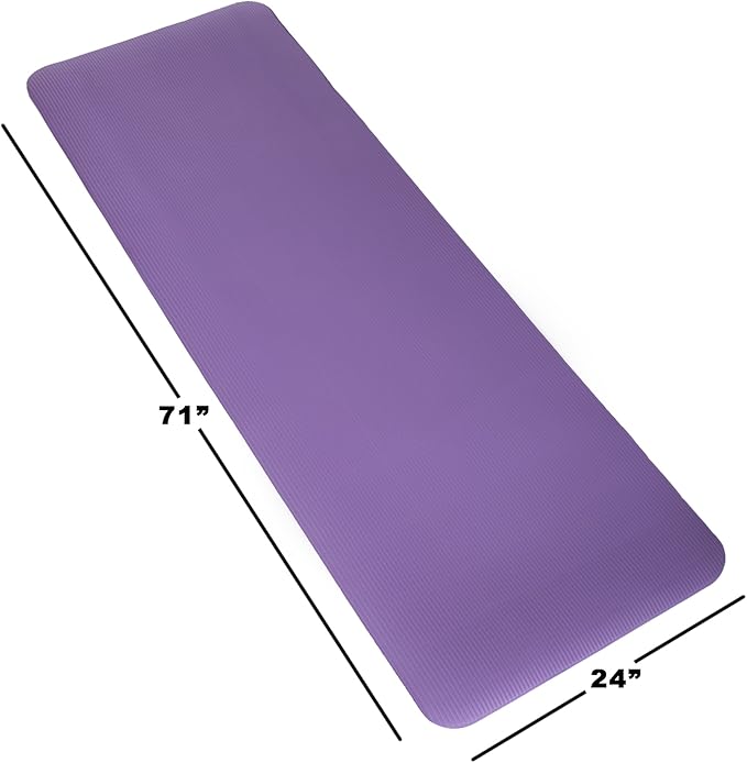 Extra-Thick Yoga Mat - Durable Comfort Non-Slip Foam Workout Mat for Fitness, Pilates, and Floor Exercises with Carrying Strap by Wakeman