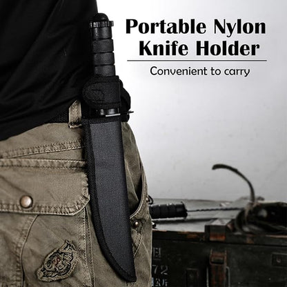 Axe & Survival Bowie Knife & Folding Pocket Knife, Fixed Blade Hunting Knife with Sheath, Sharpener and Fire Starter Inculded, Tactical Knife for Camping, Hunting, Outdoor (Type-1)