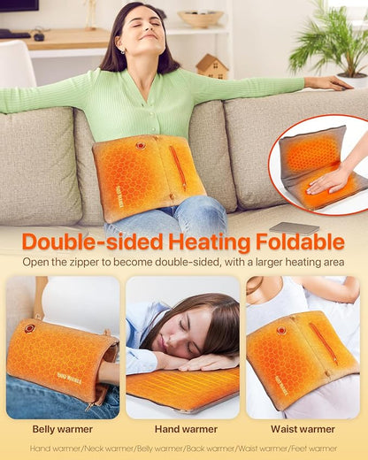 Hand Warmers Pouch Rechargeable for Hot Hands Body Warmers Pain Relief, 12000mAh Graphene Heated Gloves Battery Operated Heater with 3 Levels & Double-Sided Heating Gifts Christmas for Women Mom Dad