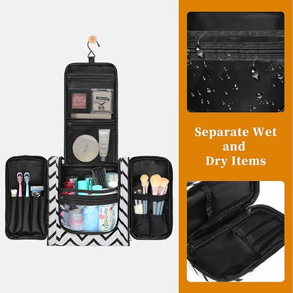 Hanging Travel Toiletry Bag,Large Capacity Cosmetic Travel Toiletry Organizer for Women with 4 Compartments & 1 Sturdy Hook,Perfect for Travel/Daily Use/Christmas