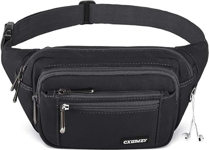 CXWMZY Fanny Packs For Women & Men Waist Pack Hip Bum Bag with Multi-Pockets Large Capacity Waterproof Casual Bum Bag for Disney Traveling Casual Cycling Running Hiking (Camo Black)