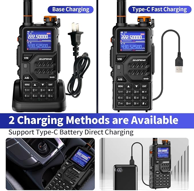 BAOFENG K5PLUS Tri-Band Ham Radio Long Range Walkie Talkies High Power Two-Way Radio with One Touch Frequency Finder Button, USB-C Charging, Color Large Screen Display, NOAA Weather, 999CH