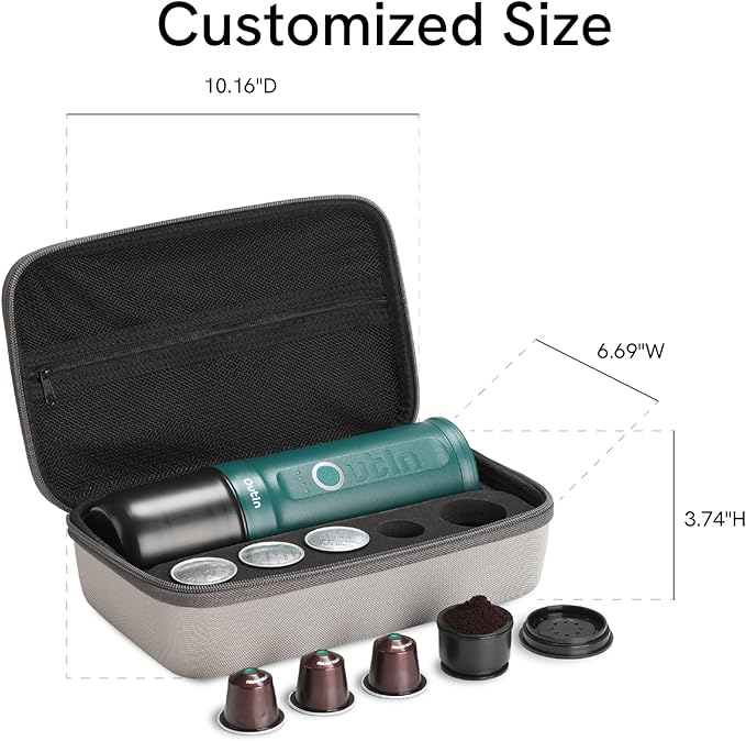 OutIn Nano Portable Electric Espresso Machine Carrying Bag, Waterproof Sturdy EVA Electronic Coffee Maker Storage Case Hand Hold Belt, Travelling, Office, Camping