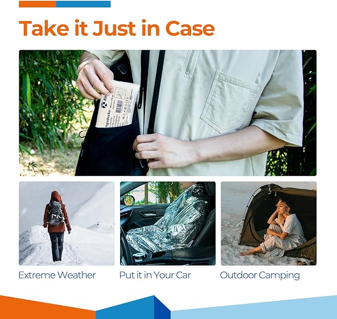 Emergency Blankets (4 Packs, 83" L x 62" W) Large Gold Mylar Thermal Blankets for Survival and Protection,Space Blanket Survival Kits Camping Blanket, Ideal for Outdoors, Hiking, Survival