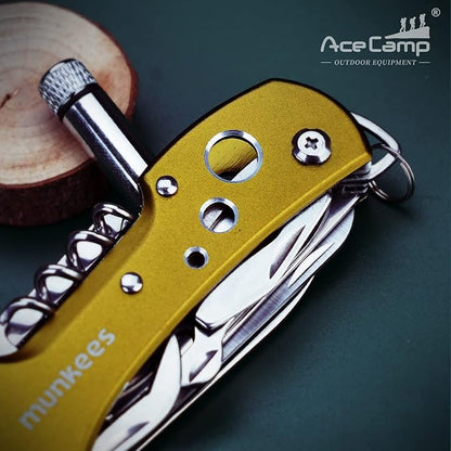 14-in-1 multifunctional pocket tools with led, knives, scissors, corkscrews, screwdrivers, for outdoor, camping, fishing