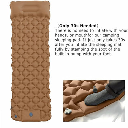 Sleeping Pad – Ultralight Inflatable Sleeping Mat, 75''*24'' Camping Sleeping Pad with Built-in Foot Pump,30s Step to InflateUltimate for Camping, Backpacking, Hiking