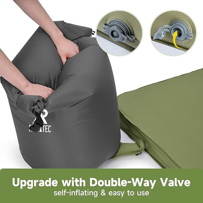 4" Thick Self-Inflating Camping Pad for Camping, Camping Sleeping Pads with Solid Foam, Sleeping Pad with Pump Sack, Compact Double Camping Sleep Bed for Tent, Car, Truck or Van