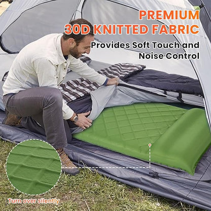 3.2" Ultra Thick Self Inflating Sleeping Pad, Fast Inflating Camping Mattress with Memory Foam, Camping Mat with Pillow & Pump Sack, 4 Season Insulated Sleeping Pad for Camping, Tent