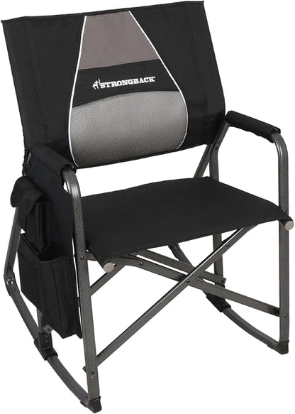 STRONGBACK Director with Innovative Lumbar Back Support Heavy Duty Camping Chair with Side Table