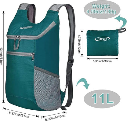 G4Free Lightweight Packable Hiking Backpack for Men Women Small Hiking Daypacks Foldable Shoulder Pack Casual Outdoor Bag 11L