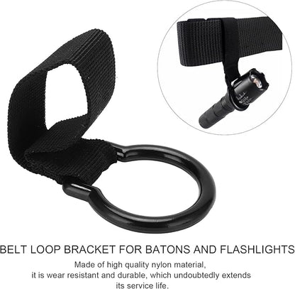 Flashlight Holder Nylon Flashlight Metal Ring Support Detachable Outdoor Torch Ring Holder Be Connected to the Vest All Molle Systems and Belts to Use for Camping