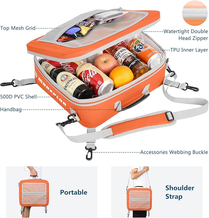 Waterproof PVC Paddleboard Cooler Deck Bag - 12 Can Soft Insulated Cooler for Paddleboarding, Camping, Kayaking