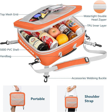 Waterproof PVC Paddleboard Cooler Deck Bag - 12 Can Soft Insulated Cooler for Paddleboarding, Camping, Kayaking