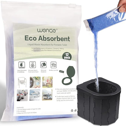 Wenge Portable Toilet Powder,Potty Chemicals- Lemon scent, Pee Powder for Portable Toilet, Camping Toilet Chemicals, Eco Absorbent Gel Liquid Waste(12 Pack)