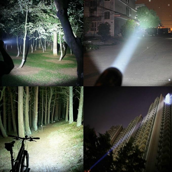 PeakPlus Rechargeable Tactical Flashlight LFX1000 (Rechargeable Battery and Charger Included) - High Lumens LED, Super Bright, Zoomable, 5 Modes, Water Resistant - Best Camping, Emergency Flashlights