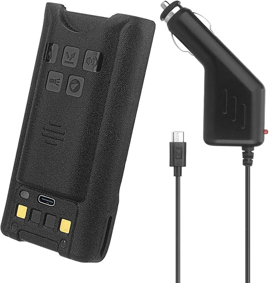 BAOFENG UV-9R Battery,4800mAh Type-C Charge BL-9 Li-ion 7.4V Replacement Radio Battery for UV-9R Plus Pro UV-9G BF-T57 GMRS-9R UV-XR USB-C Rechargeable walkie Talkie Battery (1Pack+USB-c car Charger)