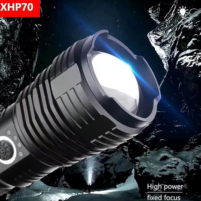 Flashlights LED High Lumens Rechargeable, 90000 Lumens Super Bright Flashlight, High Powered Flash Light, Powerful Handheld Tactical Flashlights for Emergency Camping Hiking Walking Dogs