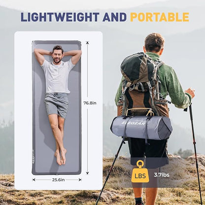 Elegear FiberAir Camping Sleeping Pad, 1100lb Ultra-Support Inflatable Sleeping Pad with Multi-Function Electric Pump, 4’’ Ultra-Thick Camping Air Mattress Pad for Camp/Backpacking/Hiking/Tent/Home