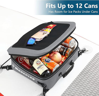 Waterproof PVC Paddleboard Cooler Deck Bag - 12 Can Soft Insulated Cooler for Paddleboarding, Camping, Kayaking