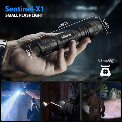 Tactical Flashlight 1200 High Lumen Duty Belt Flashlight for Law Enforcement, Premium Police Flashlight with Holster for Duty Belt,led Flashlight Small -Sentinel-X1
