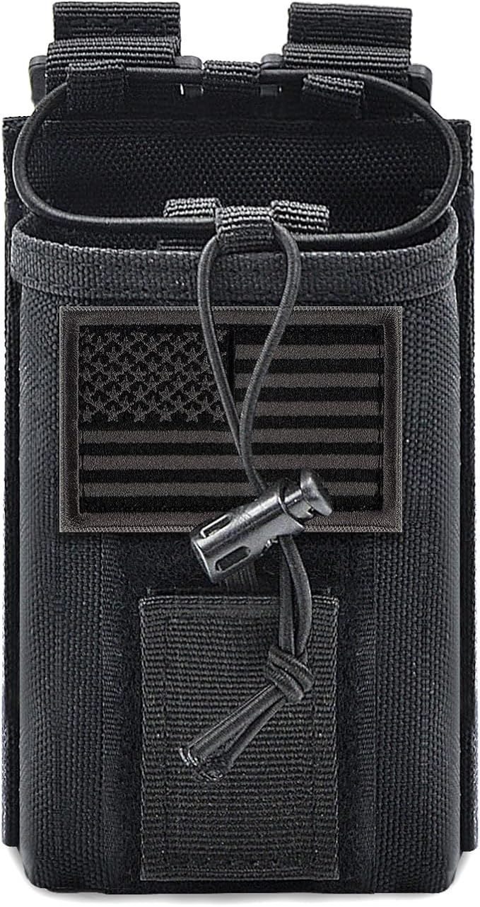 Molle Radio Pouch Holster Tactical Holder Duty Belt Accessories Military Heavy Bag for Two Ways Walkie Talkies Adjustable Storage with 1 Pack Patch