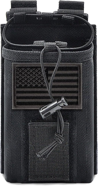 Molle Radio Pouch Holster Tactical Holder Duty Belt Accessories Military Heavy Bag for Two Ways Walkie Talkies Adjustable Storage with 1 Pack Patch