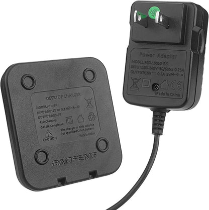 BAOFENG uv-5r charger,original desktop walkie talkie charger with US Adapter 100v-240v for BAOFENG BF-F8HP UV-5X3 5RA 5RB 5RC 5RD 5RE 5REPLUS radio accessories (Base + charger + USB charging cable*1)