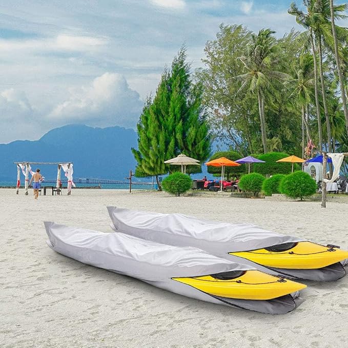 i COVER 16ft Kayak Cover- Water Proof 600D Heavy Duty Kayaks/Canoe Covers Fits Canoes or Paddleboards up to 16ft Long and Beam Width up to 36in, Grey