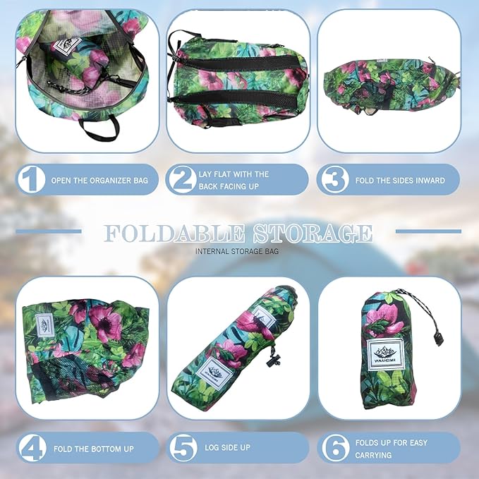 20L Waterproof Packable Hiking Backpack, Flower Ultra Lightweight Travel Camping Backpack for Women Men, Foldable Outdoor Day Pack Bag for Backpacking Sports (Color 1)