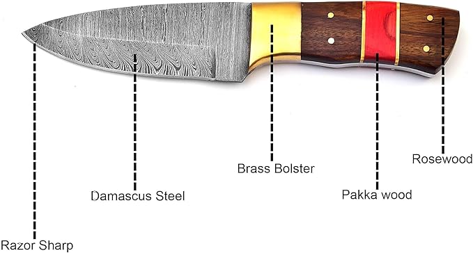 Wood Handle Damascus Knife Made Of Remarkable Damascus Steel -Best Hunting Knife with Sheath TJ104
