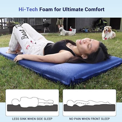Elegear Self Inflating Sleeping Pad, 3.1'' Ultra-Thick Memory Foam Camping Pad with Pillow, 20s Fast Inflating Camping Mattress Pad, 4-Season Insulated Camp Sleeping Mat for Camping/Travel/Tent/Car