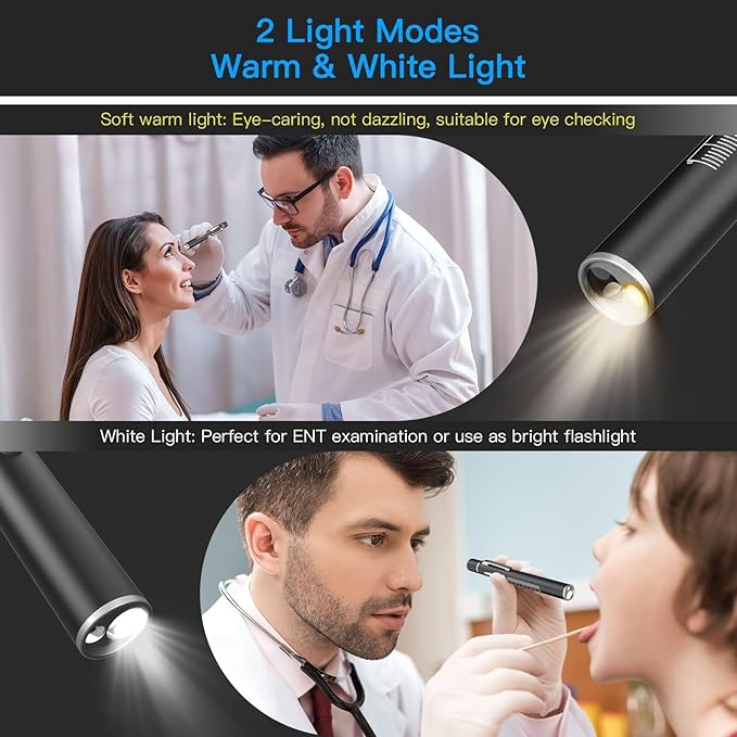 COSOOS 2 Rechargeable Pen Lights with Pupil Gauge & Ruler, Mini LED Penlights for Nurses Doctors, Warm/White Light with Clip, USB Rechargeable Penlight Flashlight Gifts for Nursing Student