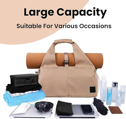 Yoga Bag for Women – 17 Inch Waterproof 210D Polyester, Detachable Strap, Insulated Tumbler Pocket, Double Zipper, Ventilated Gym Tote