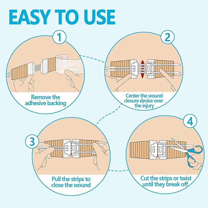 Emergency Wound Closure Kit 2-Pack | FSA/HSA Eligible Medical Grade Adhesive Sutures | Butterfly Bandages & Clotting Technology | for First Aid Kits, Outdoor Injuries, Post-Surgery Care