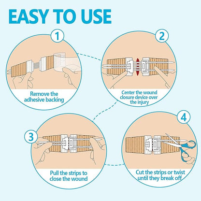 Emergency Wound Closure Kit 2-Pack | FSA/HSA Eligible Medical Grade Adhesive Sutures | Butterfly Bandages & Clotting Technology | for First Aid Kits, Outdoor Injuries, Post-Surgery Care