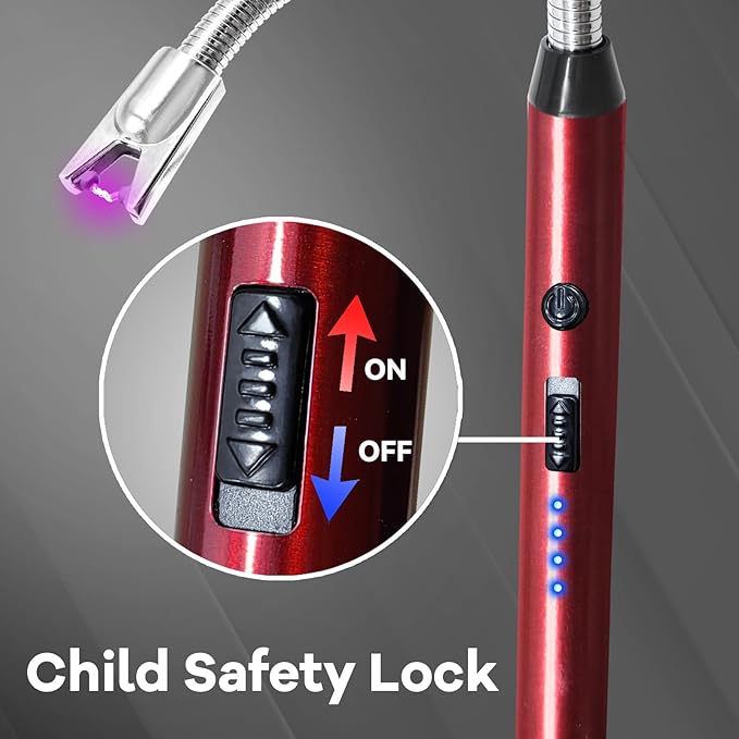 4 Pack Candle Lighter Electric Lighter Rechargeable Arc Lighter Windproof Flexible Neck Long Lighter Rotate 360 Plasma Lighter USB Flameless Lighters with LED Battery Display Candles Grill BBQ Camping